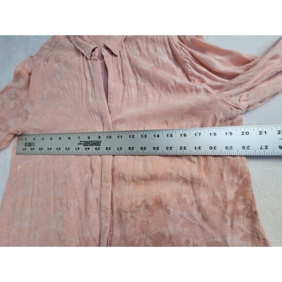 Anthropologie Cloth & Stone Women Joanie Tie-Front Button-Down Shirt Large Peach - Picture 7 of 8